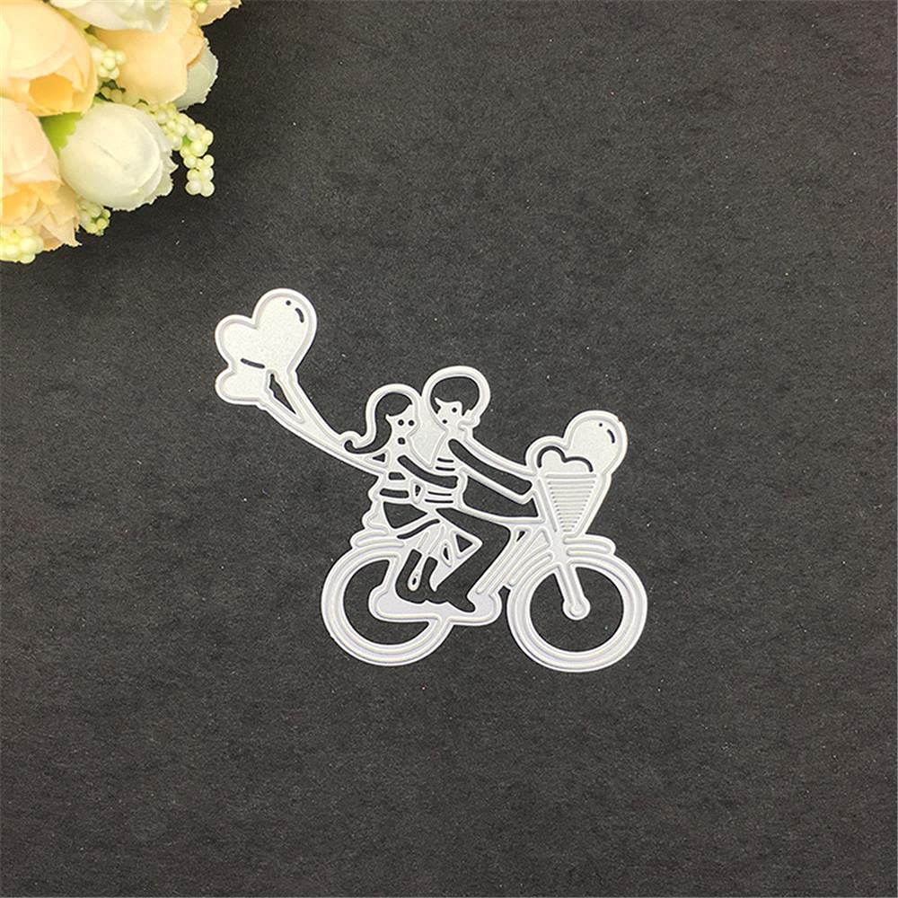 Matrices De Découpe Métal Pour Cartes De Mariage - Motif Jeune Couple à Vélo - Pour Scrapbooking, Gaufrage, DIY