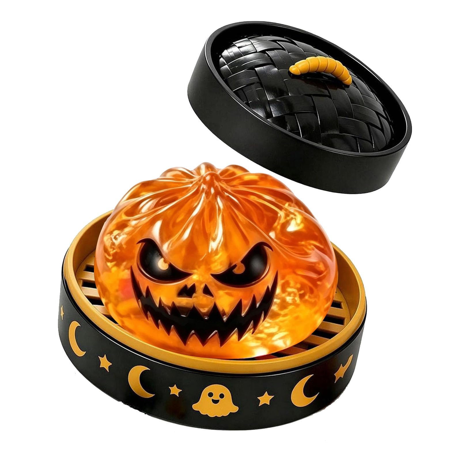 Halloween Steamed Bun Stress 𝓽𝓸𝔂 with Steamer Basket Relief Fidget Surprise Gift for Adults (G)