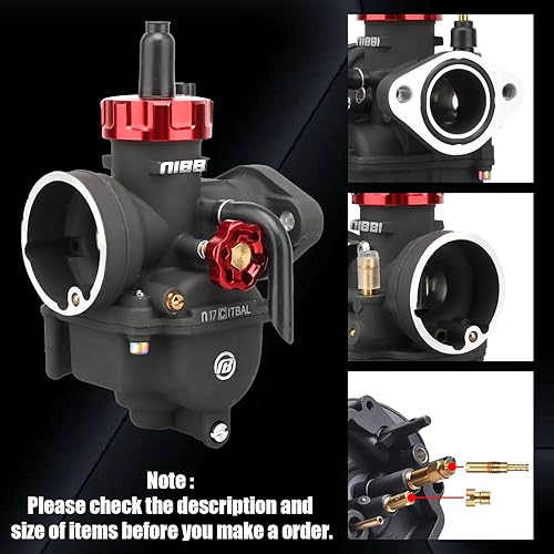 Miniatura 4 de NIBBI Carburador PE17mm, Carburador de 17mm para motor de motocicleta de 90cc 100cc 110cc con carburador Jets - Para Dirt Pit Bike Mini Bike