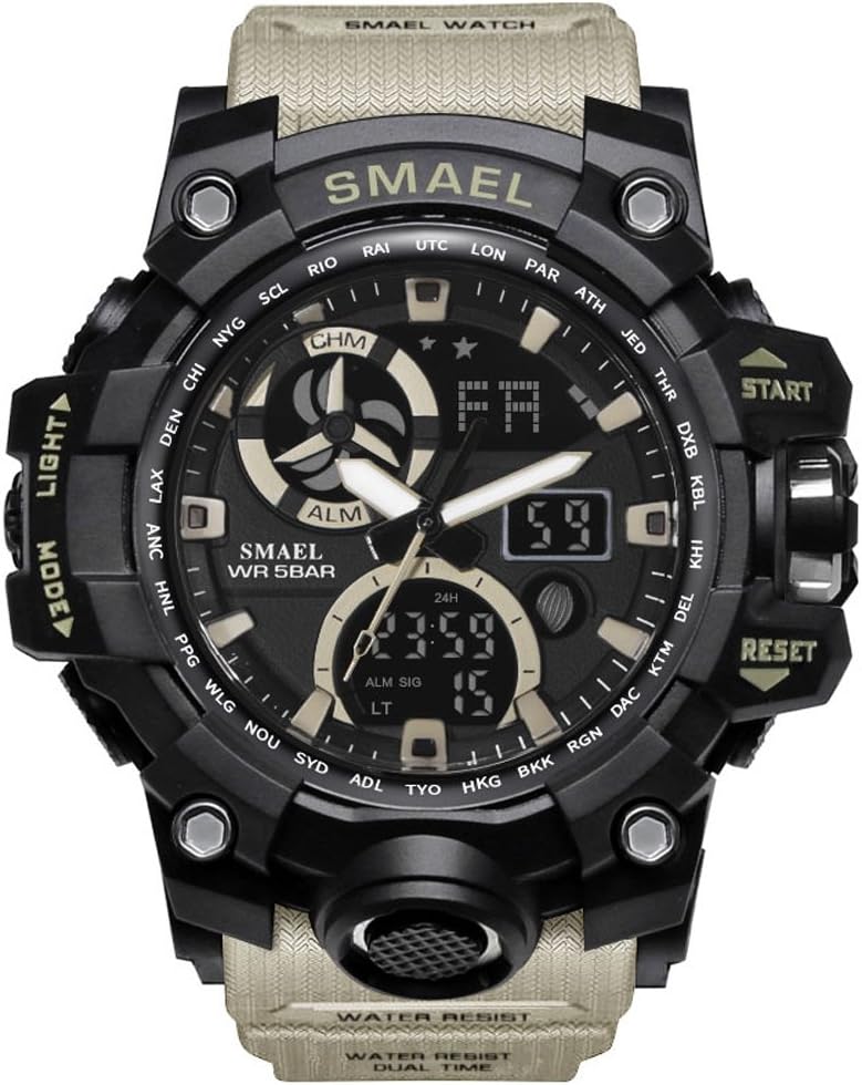 Mens Sports Watches Display LED Fashion Army Military Watches Men Casual Fashion Digital Watches (geige)