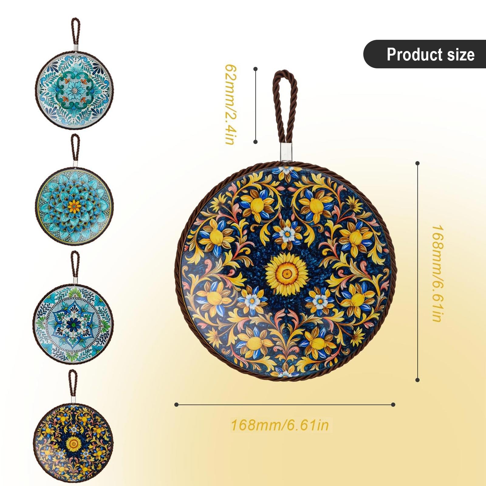Dessous de Plats 4 Pièces, Surface Céramique Sous Plat de Table, Diamètre 17 mm Dessous de Plat Personnalisé, Aspect Exquis, Isolation Thermique Anti-Brûlure, pour Tasses, Bols, Casseroles