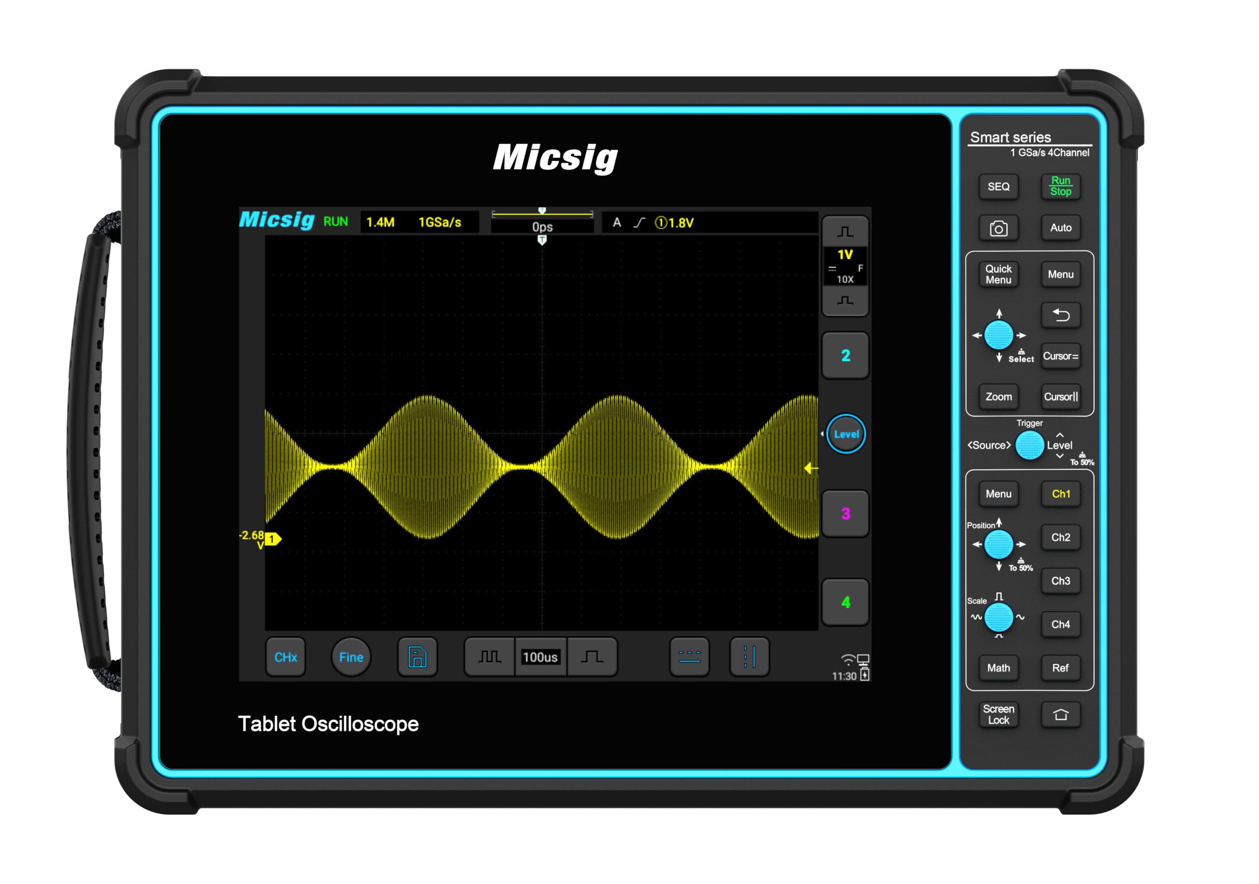 Oscilloscope tabletta Micsig Schermo touch Oscilloscope Banda passante 100MHz Frequenza di campionamento 1GSa/s Profondità di memoria 70Mpts(STO1004 Kit Custodia rigida)