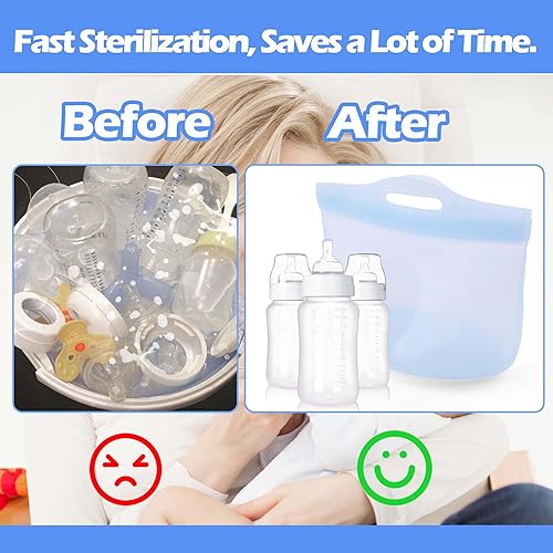 Miniatura 7 de Palksky Bolsas de vapor grandes de silicona para microondas para biberones de bebé, bolsas de vapor de silicona reutilizables para piezas de