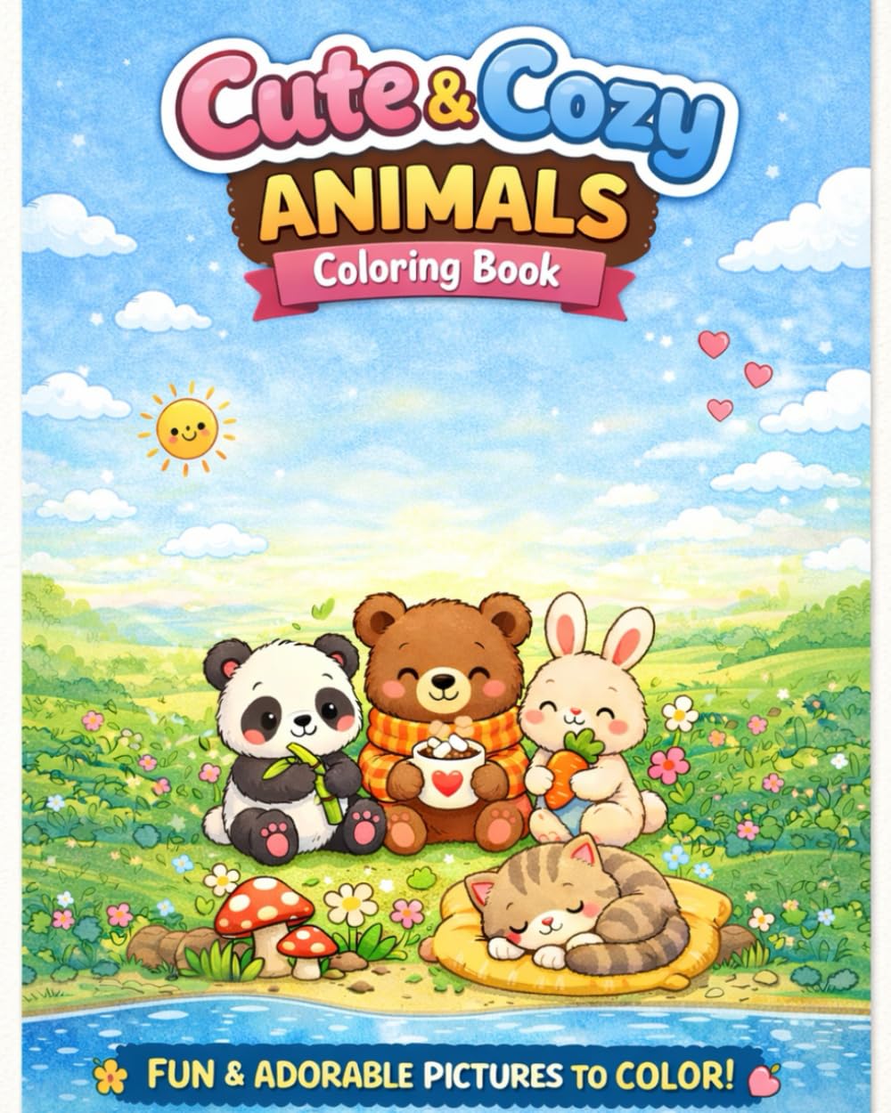 Cute and Cozy Animals Coloring Book
