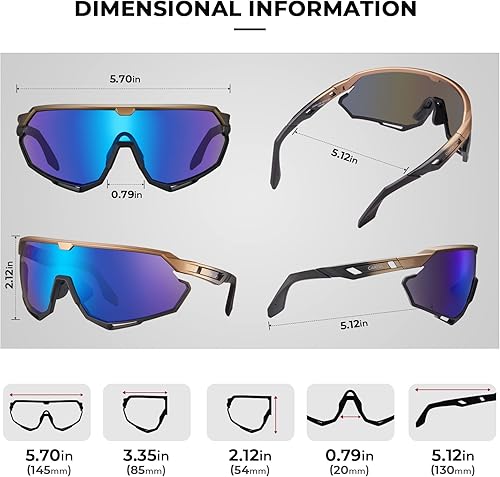 Miniatura 5 de CARFIA Gafas de sol polarizadas de ciclismo para hombre - 3 lentes intercambiables UV400a prueba de golpesHD Vision CA5390