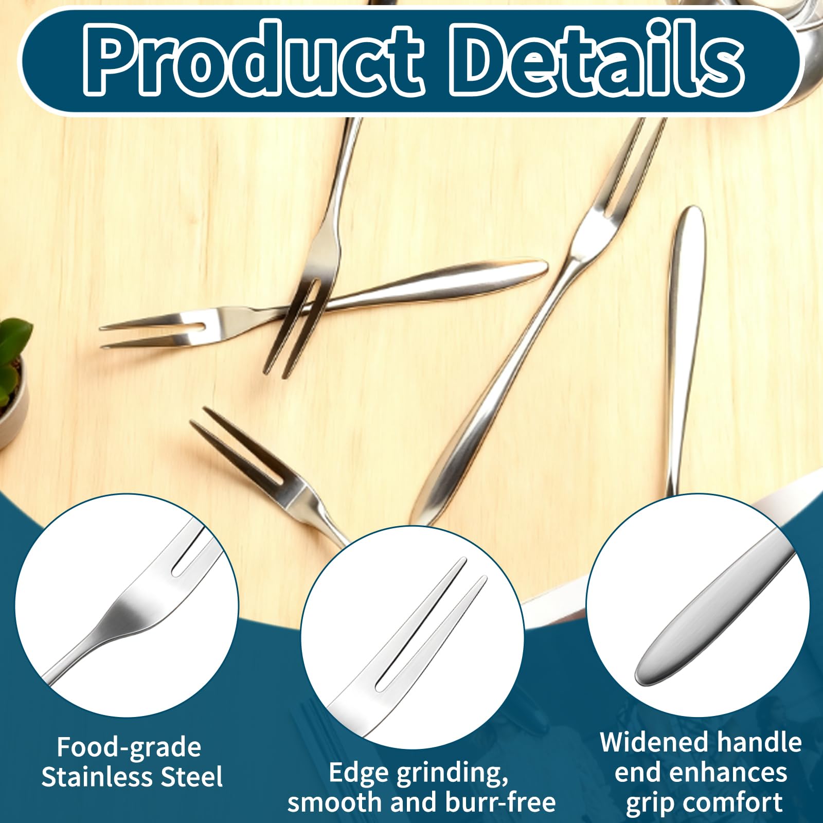 10 Pcs Pickle Forks 304 Stainless Steel Mini Forks for Appetizers, Portable Cocktail Dessert Salad Seafood Fruit Forks for Party Picnics Home Restaurant — Amazon image 4