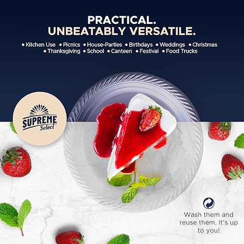 Miniatura 9 de Platos de plástico desechables transparentes Juego de 40 platos  platos de 9 pulgadas elegantes platos de cena de fiesta, juego de platos de