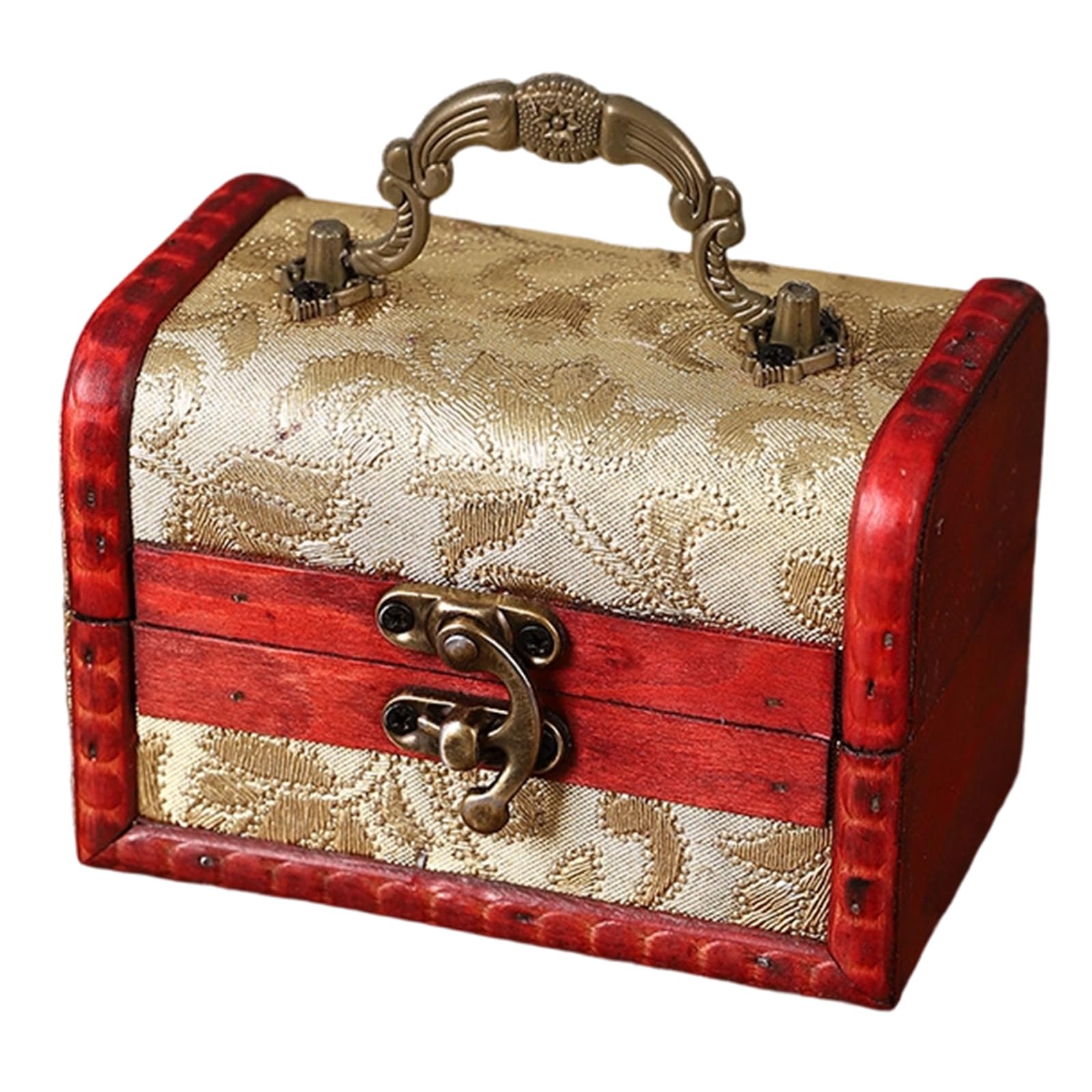 Msioytog European Wood Storage Chest Featuring Metal for Secure Storage of Valuables and Decorative Home Accent Multipurpose Box