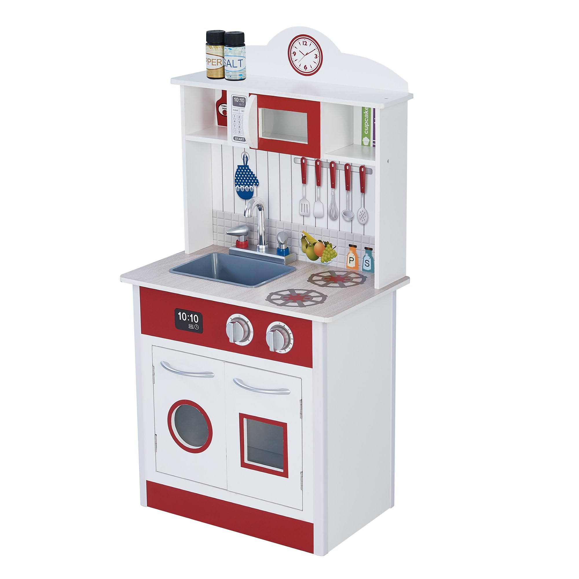 Teamson Kids Kids Interactive Wooden Play Kitchen - Red