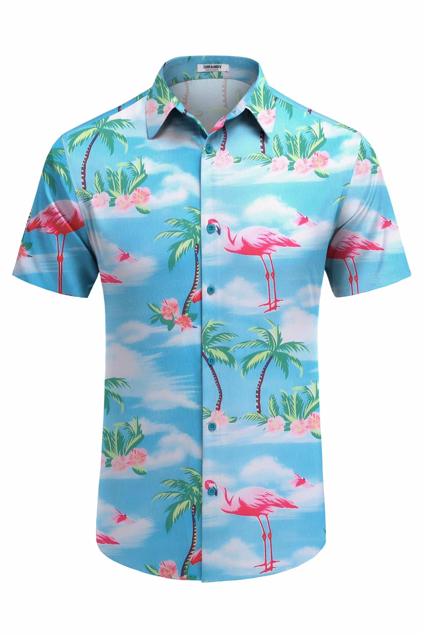 COOFANDY Camicia hawaiana da uomo, a maniche corte, con bottoni, motivo floreale tropicale, estiva, da spiaggia