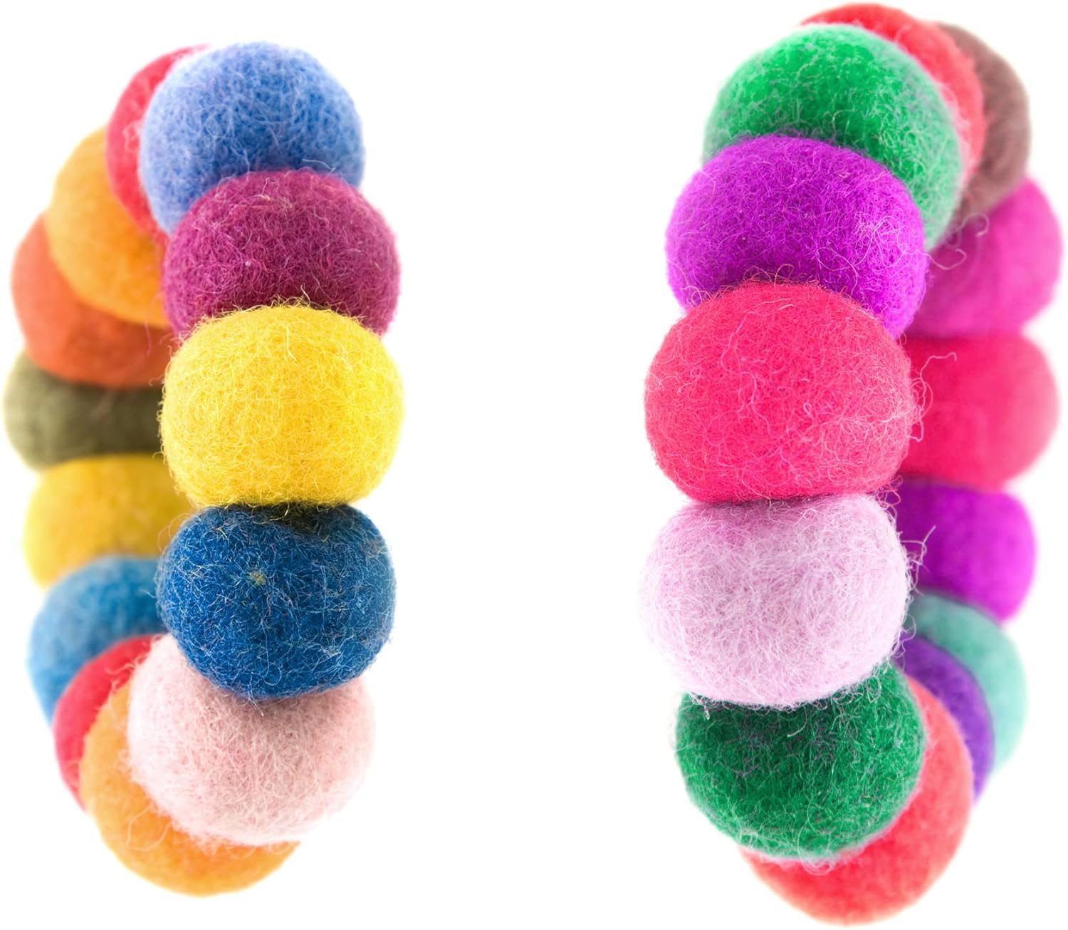 Glaciart One Felt Pom Poms, Wool Felt Balls (60 Pieces) 3 cm – 1.18 Inch, Handmade Felted 30 Color (Red, Pink, Blue, Yellow, Black, White, Pastel and More) Bulk Small Puff for Felting and Garland