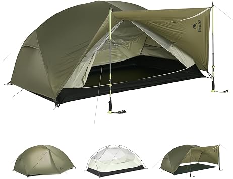 Naturehike Mongar Tent Camping Tent 2/3 Person Tent Waterproof Ultralight Trekking Tent Hiking Tent Double Layer for Hiking Climbing Outdoor Activities