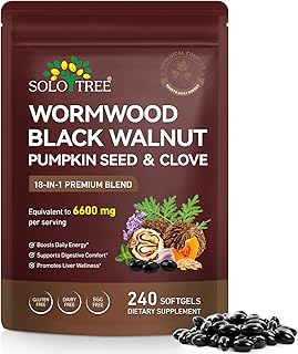Wormwood Black Walnut Clove Cleanse For Humans, Powerful 18-in-1 Herbal Complex for Intestinal & Digestive Balance, with Pumpkin Seed, Turmeric, Garlic, Oregano & Berberine –80 Day Supply,240 Softgels