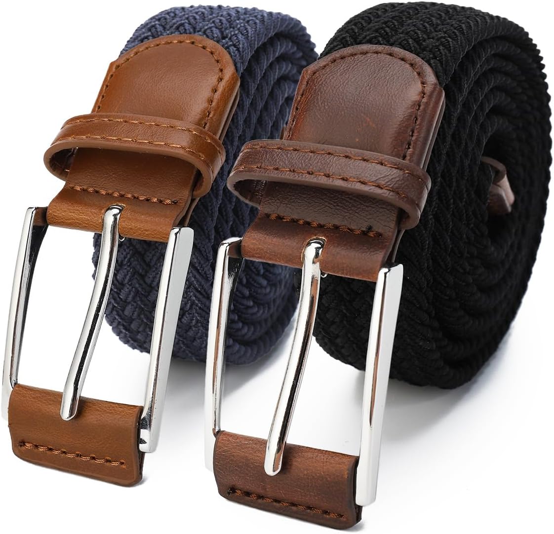GLITZALL Elastic Mens Stretch Belt,Men Gift Woven Braided Web Belts for Golf Pants Shirts Jeans,Size Up to 57"