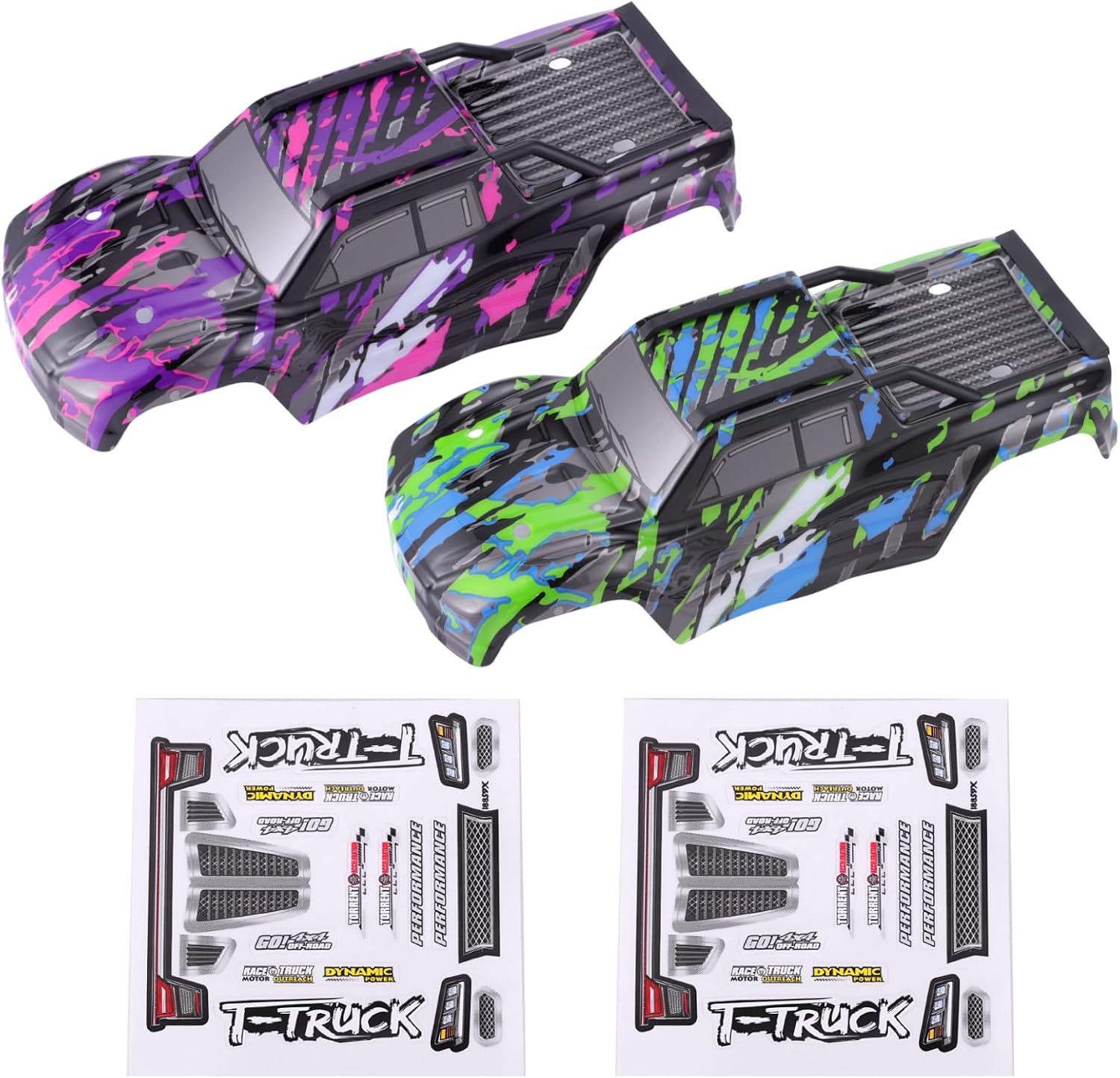 HAIBOXING Brushless RC Cars Spare Parts, 1/18 Car Body Shell 2pcs Green and Purple Apply to 18859A,2022 New Versions with The Body Roof Cage M2005 (M2001 & M2002)