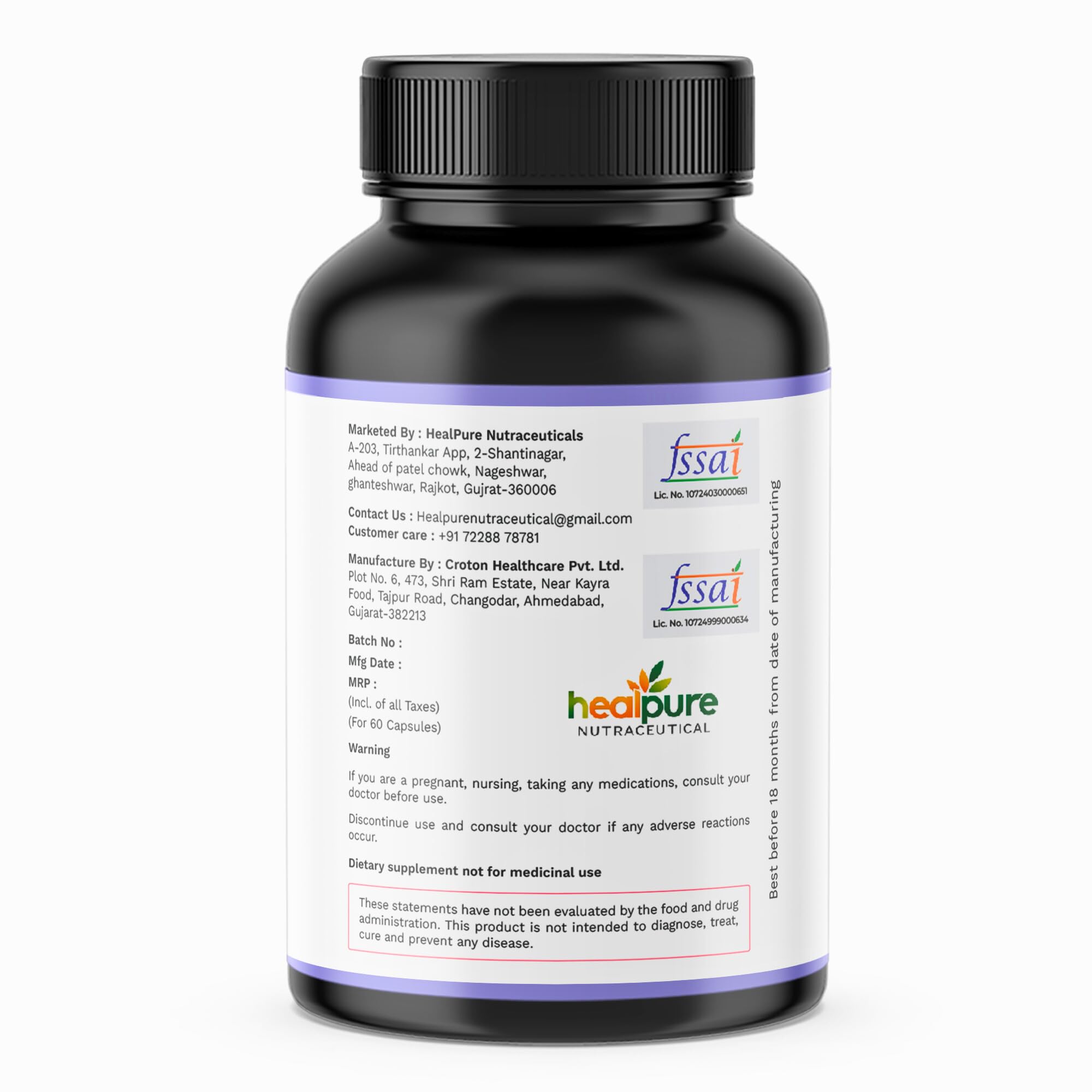 HEALPURE NUTRACEUTICAL NAC (N-Acetyl L-Cysteine) 600mg | Liver & Antioxidant Support - 60 veg Capsules 1