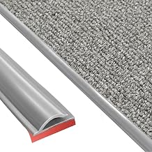 Flexible Carpet Edge Trim, Self Adhesive Carpet Binding, Carpet to Tile Transition Strip, Waterproof Edge Protector for Area Rug Gray 24ft