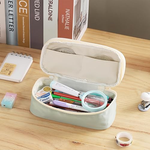 Miniatura 7 de Estuche grande con cremallera, estuche para lápices estético, color rosa