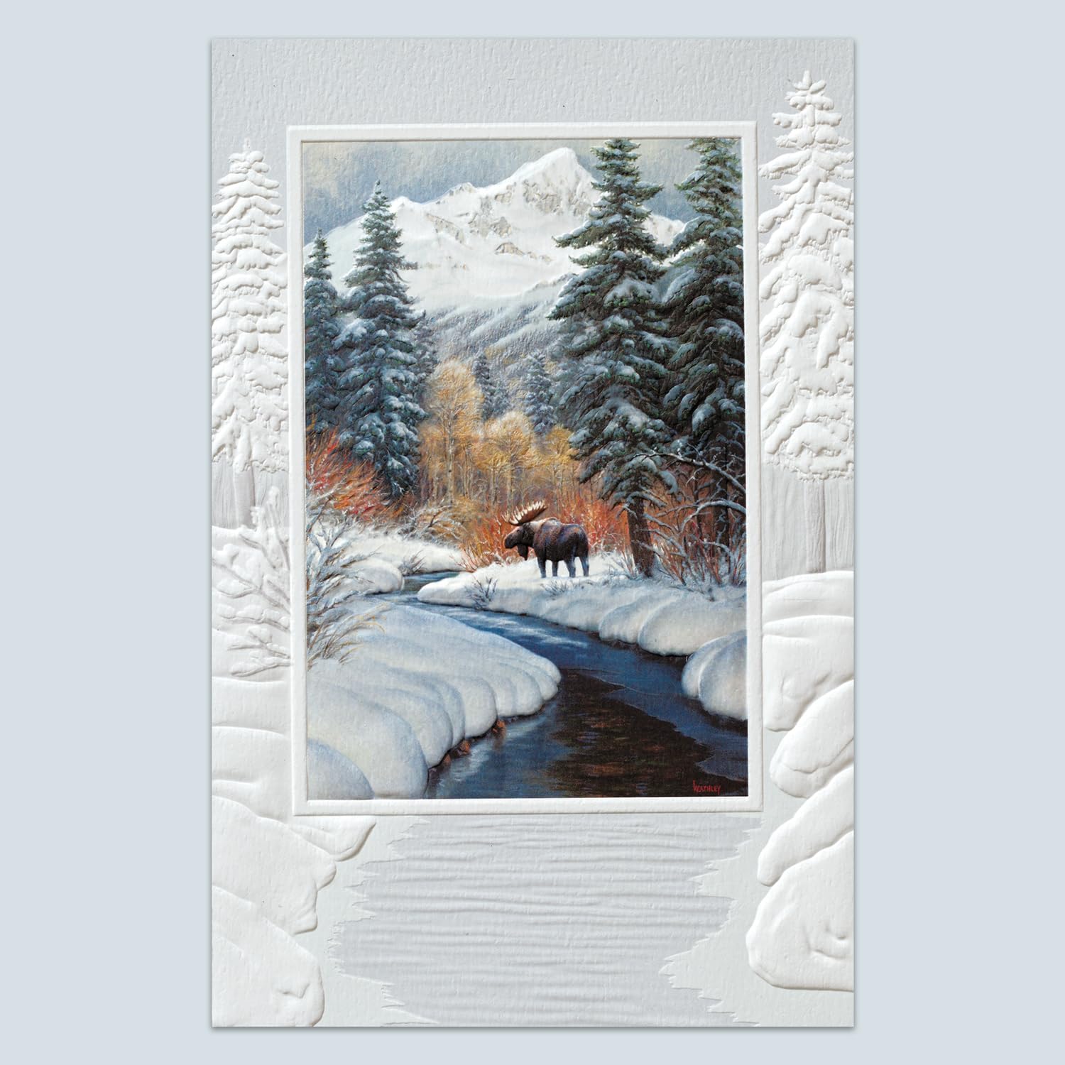 Pumpernickel Press Embossed Christmas Greeting Cards Boxed Set – Winter Blanket, 16 Count. Made in USA