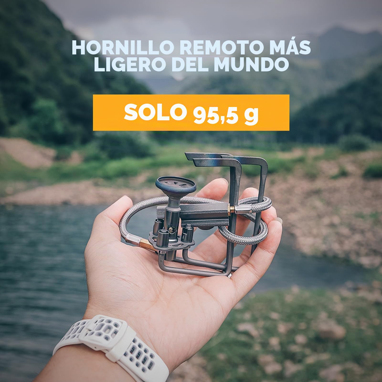 Fire-Maple Petrel Hornillo Ultraligero de Titanio – El Hornillo Remoto más Ligero del Mundo (95,5 g), 2,7 kW, Ebullición Rápida, Ideal para Senderismo, Trekking y Camping Minimalista