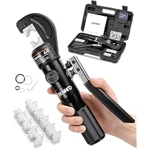 Manual Hydraulic Crimping Tool Hydraulic Cable Lug Crimper 8 US TON 12 AWG to 00 2/0 Electrical Terminal Cable Wire Tool Kit with 9 Die