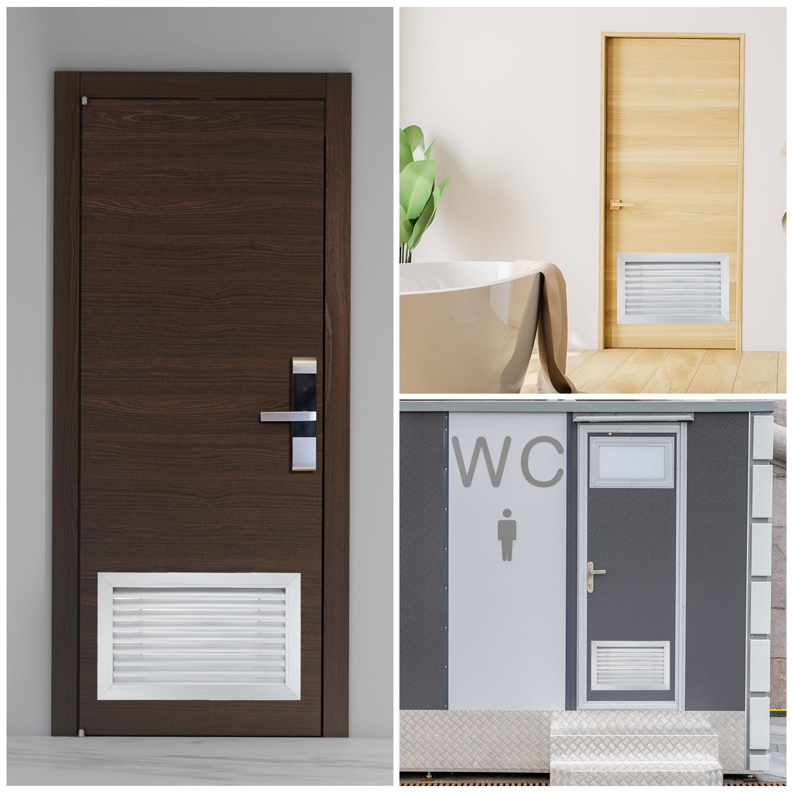 PATIKIL Cubierta de ventilación de puerta de 12 x 10 pulgadas, cubierta de ventilación de rejilla de aluminio para puerta de armario, tono plateado