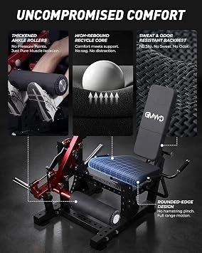 GMWD Leg Extension and Curl Machine LE08 2.0, Adjustable Leg Curl Machine with Plate Loaded, Seated Leg Extension and Lying Curl Machine for Home Gym, Leg Workout Equipment