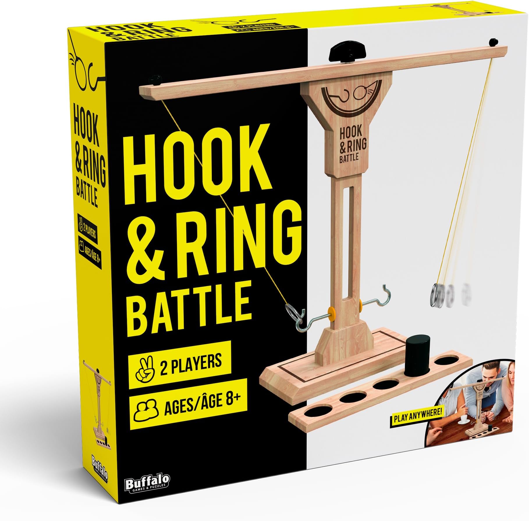 Buffalo Games - Hook & Ring Battle Game โ FastโPaced Family Party Game | Tabletop Ring Toss for 2 Players Ages 8+ | HeadโtoโHead Dexterity & Skill Game Night Fun