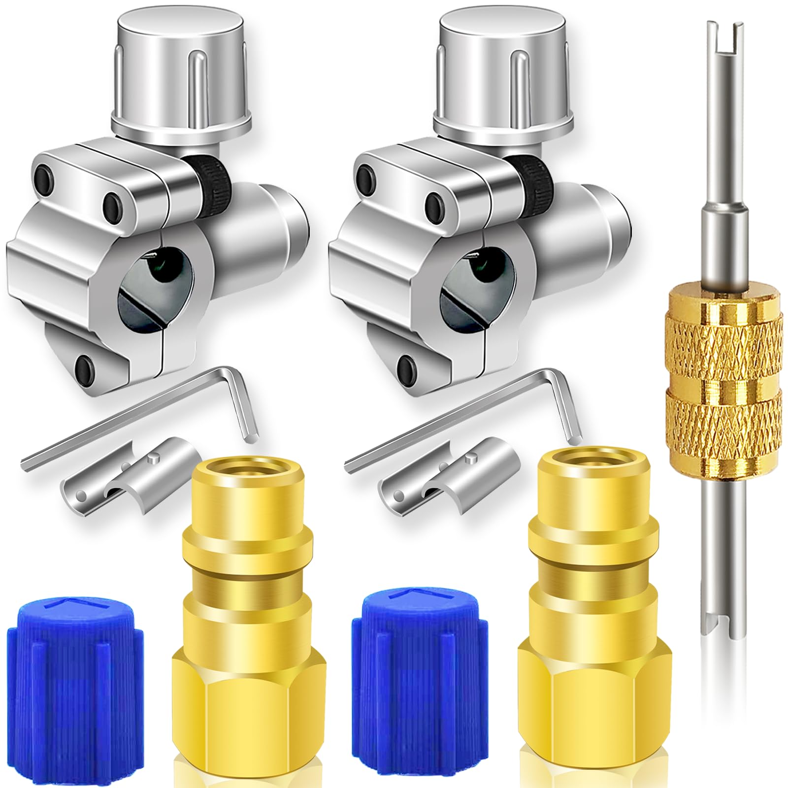 A/C Retrofit Valve Kit-Refrigerant Retrofit Valve Set, with R12 to R134A Low Side Adapter, BPV31 Bullet Piercing Valve, for HVAC Refrigerant System R12 R22 R502 R134A
