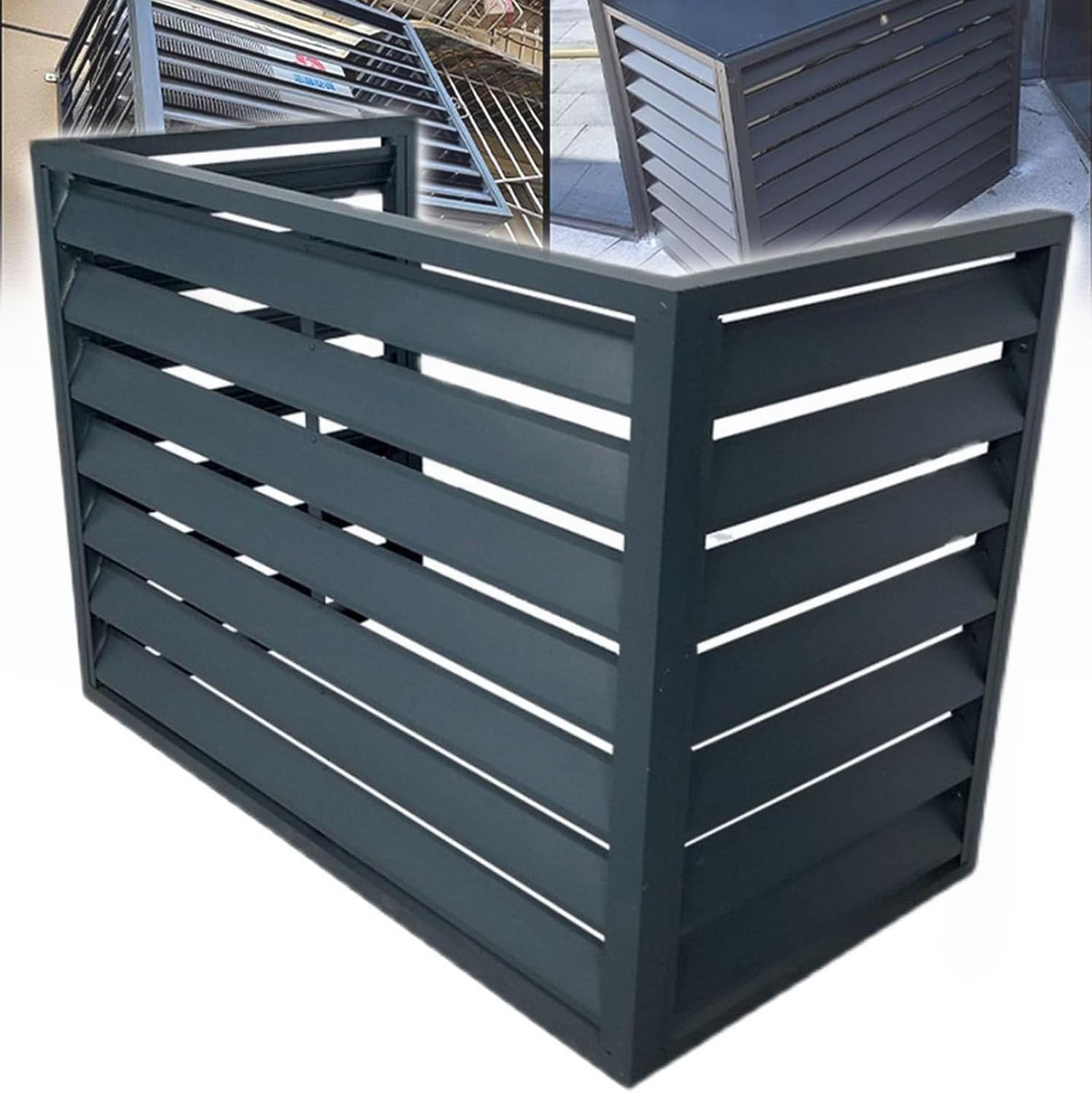 Cubierta de aluminio para aire acondicionado exterior que oculta el motor y protege de vecinos