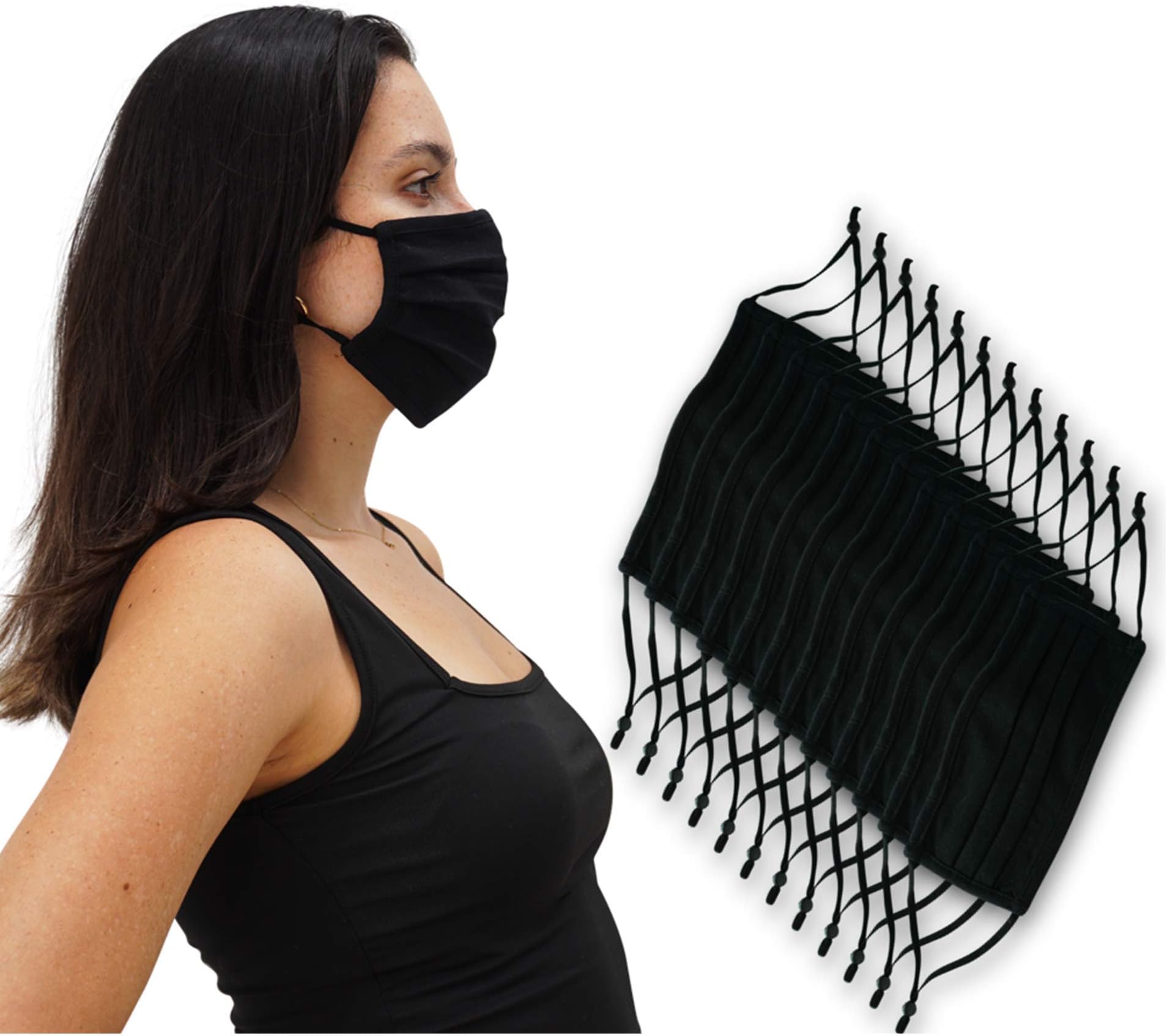 Simlu Unisex Reusable Fabric Face Mask, 2 Layer, Washable, Black Face Mask