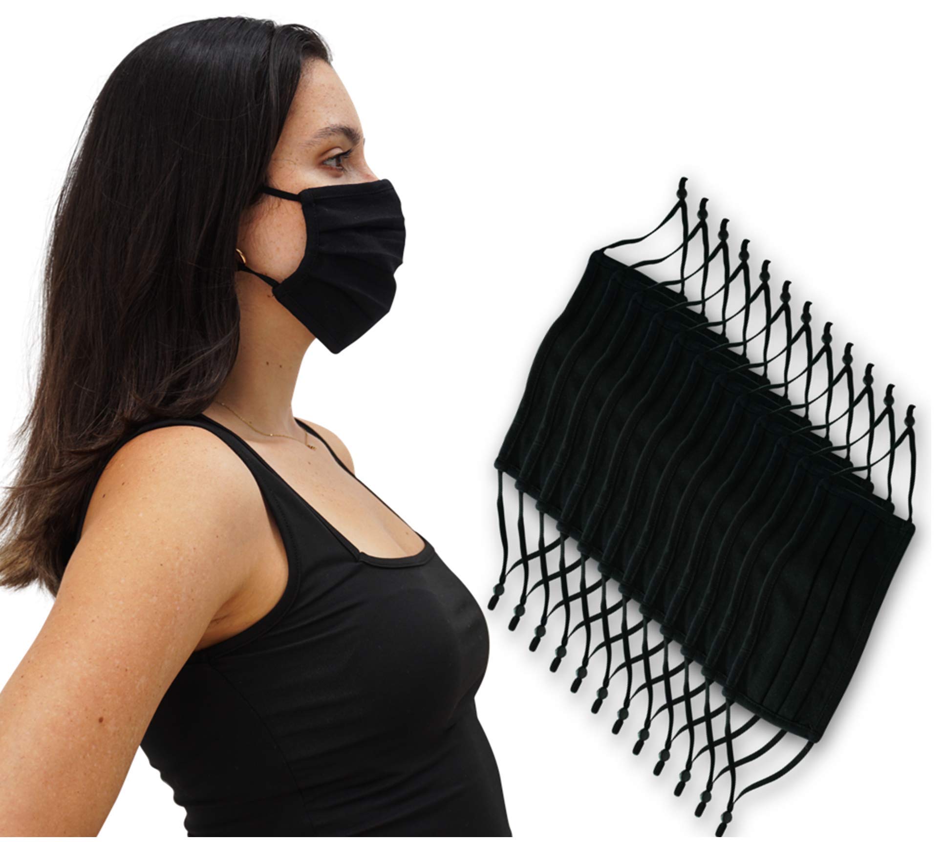Simlu Unisex Reusable Fabric Face Mask, 2 Layer, Washable, Black Face Mask