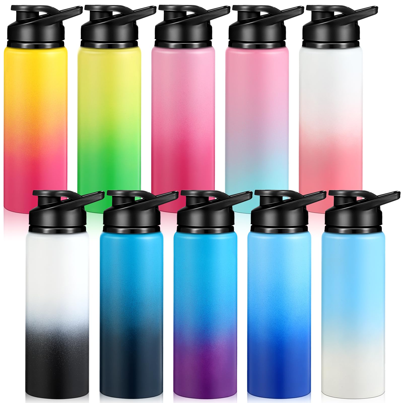 Mimorou 25oz Reusable Aluminum Water Bottles Bulk Multicolor Outdoor Sports Water Bottles for Travel, Gym, Hiking, Cycling, Camping, Fishing, Snap Lid