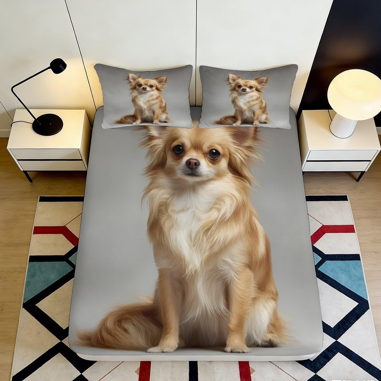 Dhbaneiok Style-6 3D Printed Chihuahua Dog Fitted Sheet Microfiber Soft Breathable Brown Puppy Mattress Cover For Bedroom Dorm Decor 90X200x25cm