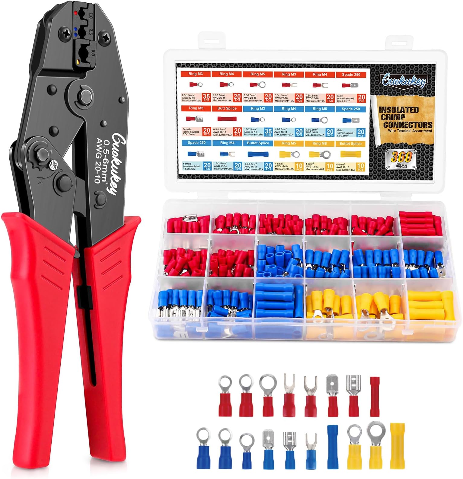 Produktbild von 70x Ringkabelschuh-Set – OT 10A-50A, Kupfer, Unisoliert – In Praktischer Box – Für Elektrik & Co.
