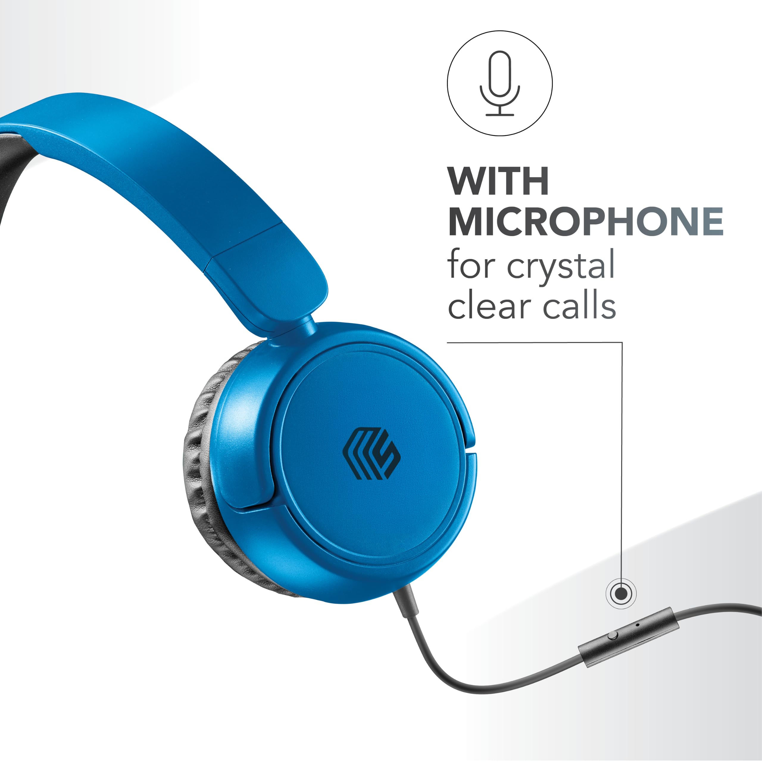 Music Sound/HEADBAND Basic/składane słuchawki douszne z przewodem i mikrofonem - Jack 3,5 mm - kolor niebieski, jeden rozmiar