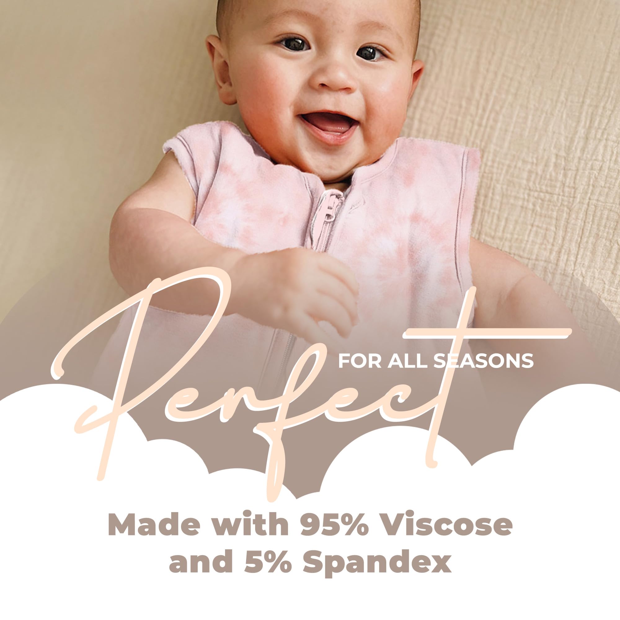 Nyte Nyte Baby - 1.0TOG Frosty Peach, 18 to 36 Months, Sleeveless Sleep Sack, Soft Baby & Toddler Sleeping Sack, Breathable Sleep Sack with Adjustable Feet Cuffs & Anti-Slip Grip