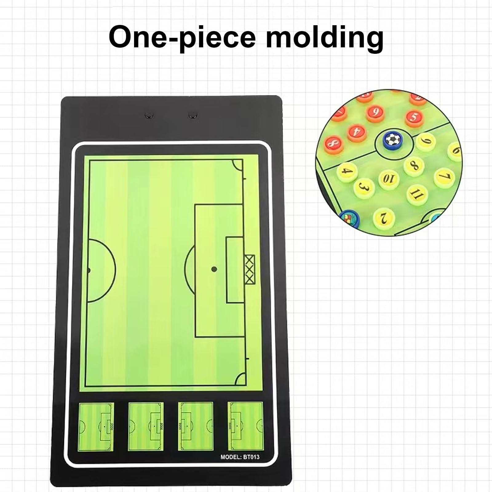 Trocken Abwischbares Fußball-Coaching-Board, Magnetisches Fußball-Strategiebrett, Kunstleder, Simuliertes Spielfelddesign, mit Schachfiguren und Marker-Radierer, Taktische Planung