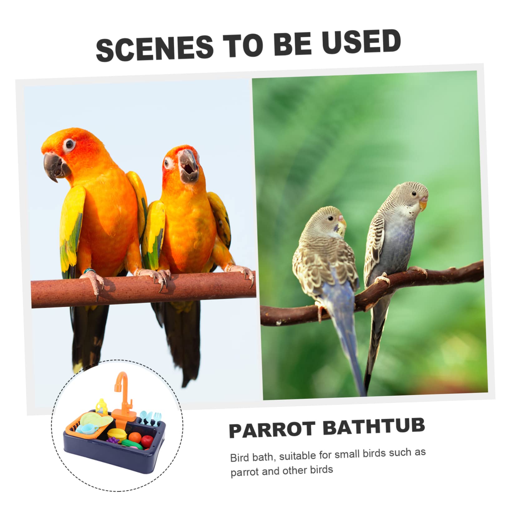 Abaodam Bassin de Bain Automatique pour Oiseaux en Abs, 1 Set | Bain pour Perroquet, Arrosage Continu sans Batterie, Convient aux Petits Oiseaux Couleur Aléatoire