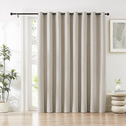 Miniatura 26 de Melodieux - Cortinas de lino 100% opacas azul cielo, 108 pulgadas de largo para sala de estar, dormitorio, cortinas de lino con aislamiento térmico