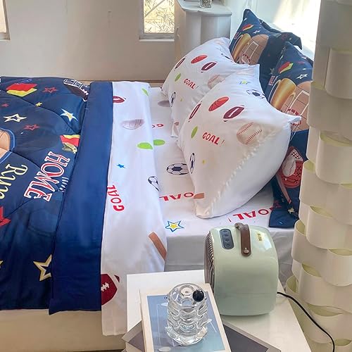 Miniatura 3 de Jameswish Juego de edredón deportivo para niños, tamaño matrimonial, 7 piezas, juego de ropa de cama de baloncesto, fútbol, béisbol, para niños,