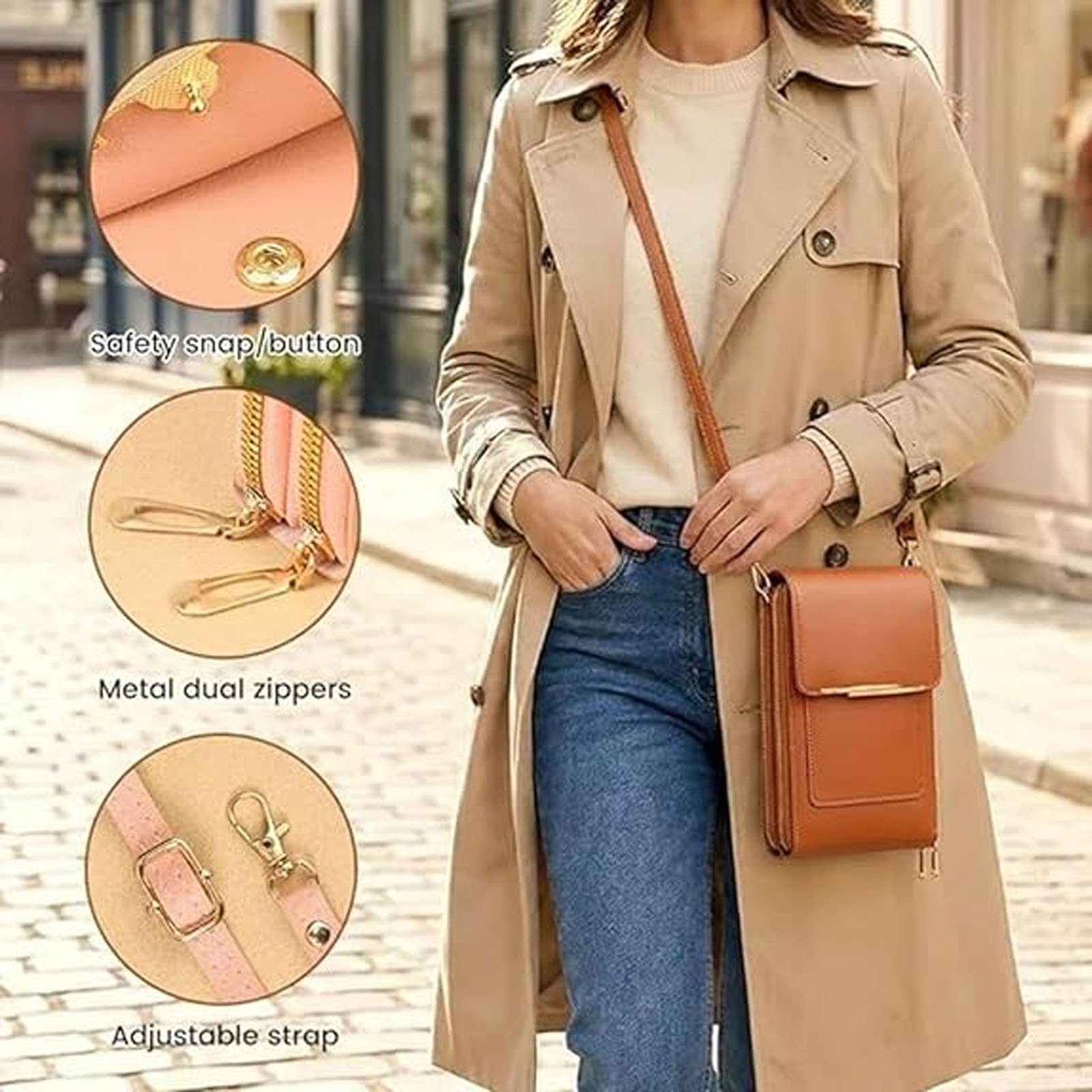 2026 Small Touchscreen Phone Crossbody Bag for Women,Anti-Theft Leather Messenger Bag Rfid Block Mobile Phone Purse — view 6