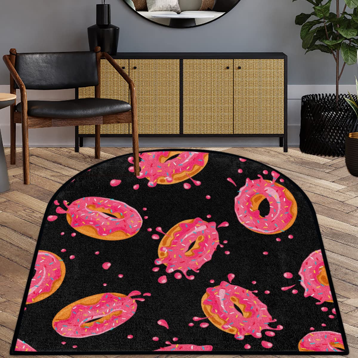 TropicalLife Dywanik do salonu, z motywem pączków, 100 x 120 cm, kolorowe pączki, do domu, sypialni, kuchni, duży, okrągły, antypoślizgowy dywanik pod drzwi