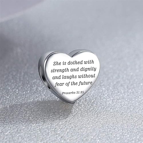 Miniatura 4 de MUERDOU Pulsera con dije de corazón en forma de versículo bíblico cristiano, oración, fe, joyería religiosa, regalos para mujeres