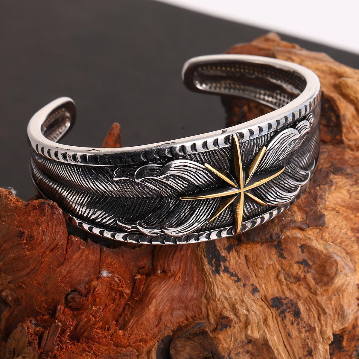 TURTLEDOVE Viking Compass Cuff Bracelet, Stainless Steel North Star Cuff Bangle, Vintage Nautical Jewelry for Men - Image 3