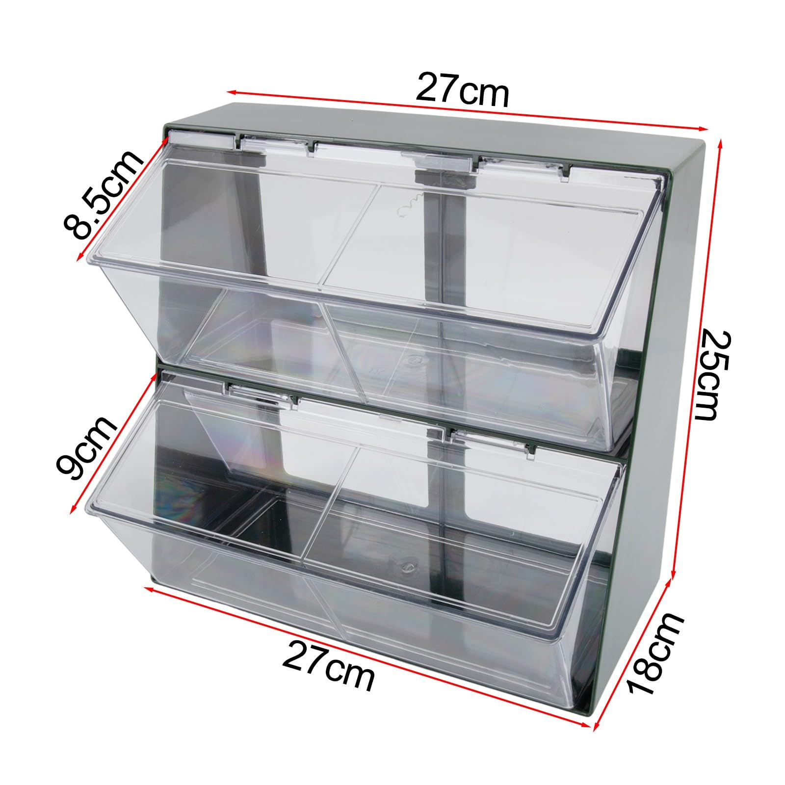 Dwuwarstwowa torebka na herbatę pudełko na biurko herbata Sto stolik kawowy uchwyt plastikowy 14 x 13 x 14 cm / 27 x 18 x 25 cm zielony lub biały idealny do domu i biura