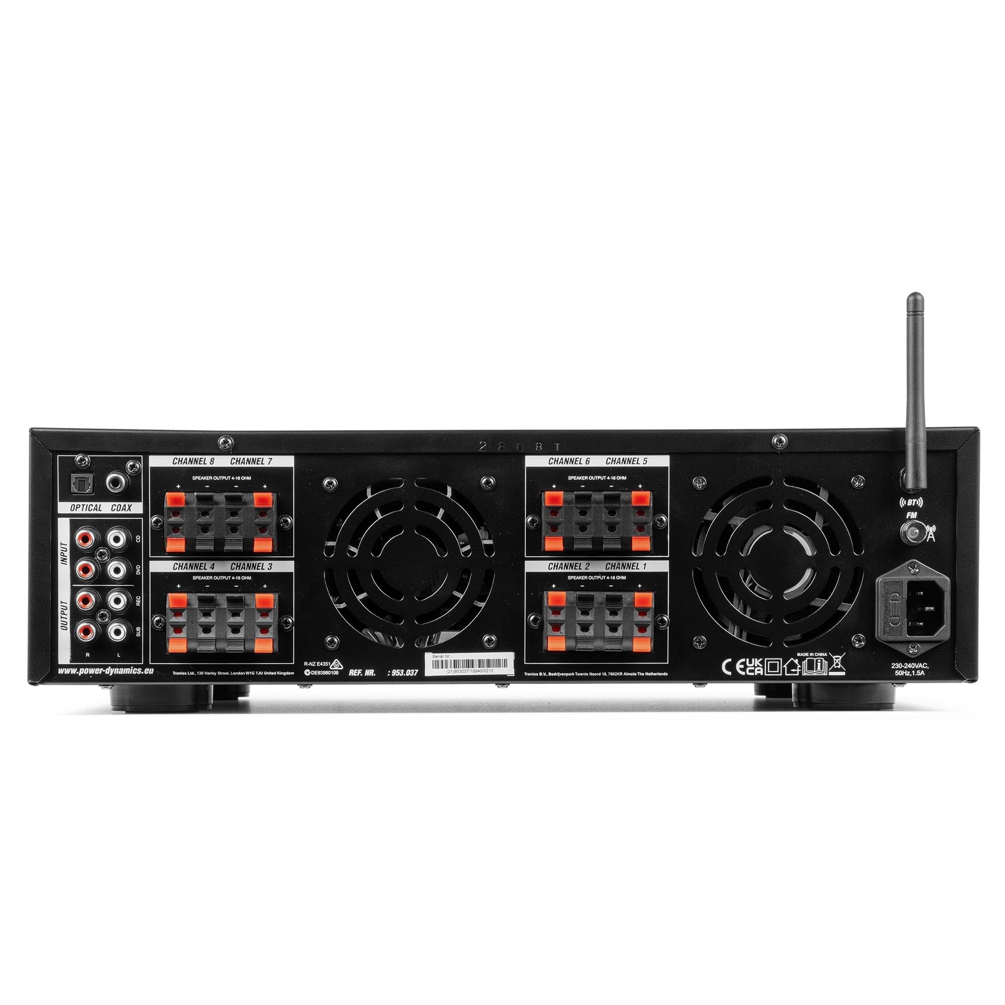 IMPIANTO AUDIO FILODIFFUSIONE 8 ZONE AMPLIFICATORE CON BLUETOOTH+CASSE AUDIO (ALTOPARLANTI NERI)