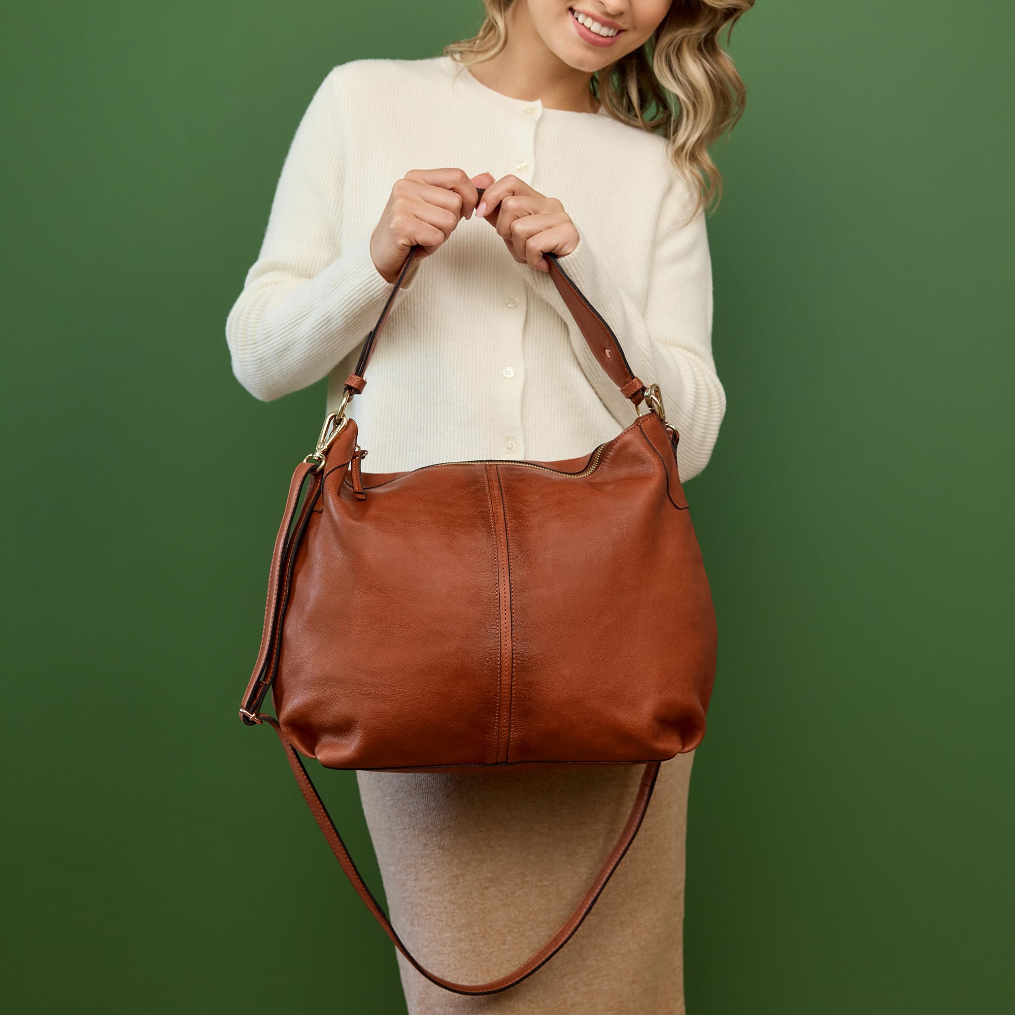 Gusti Shopper Leder - Hannah Damen Handtasche Umhängetasche Riementasche Schultertasche Unitasche Bag Shopping Tasche Ledertasche Leder