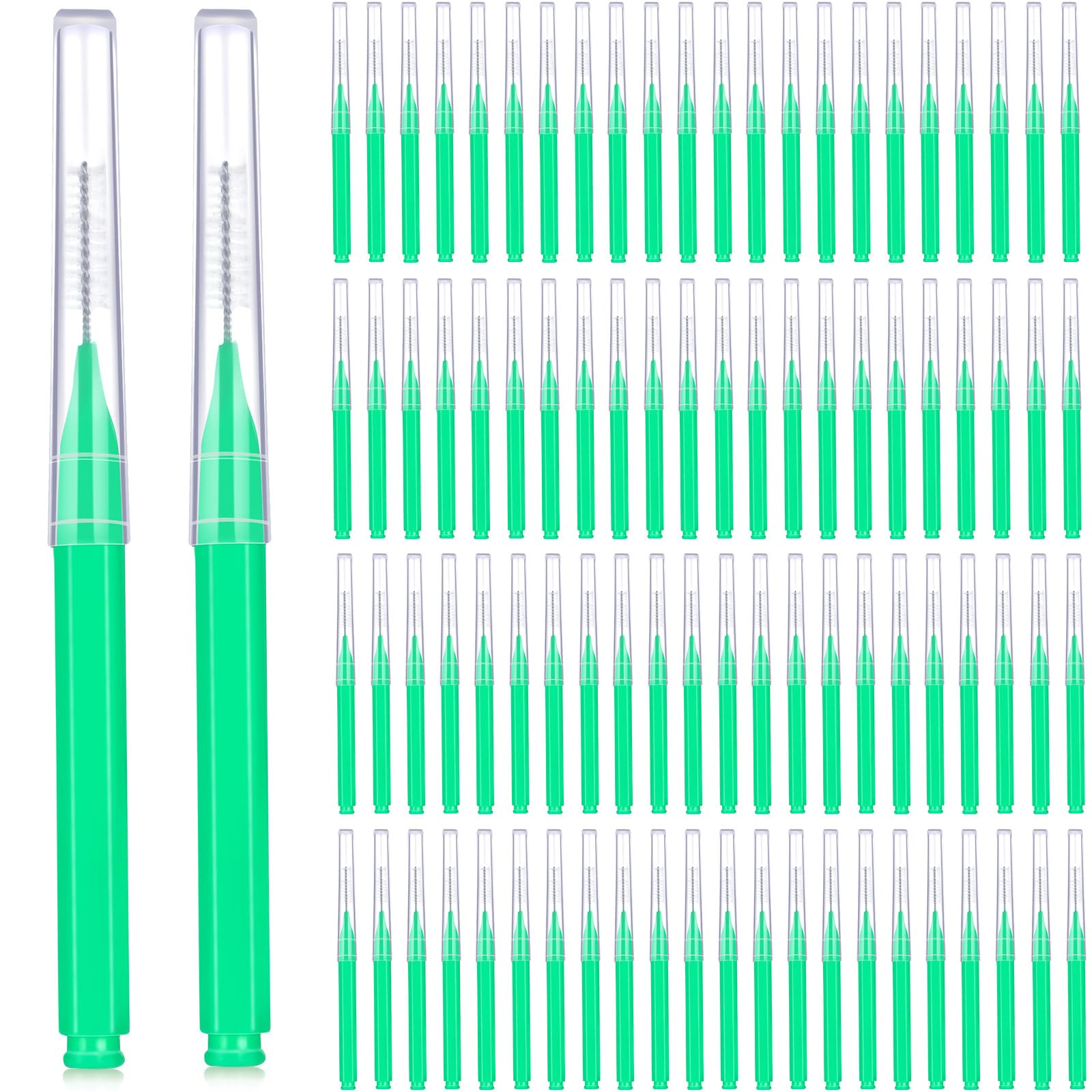 Patelai 100 Pcs Braces Dental Brushes,Green,Adorable Size