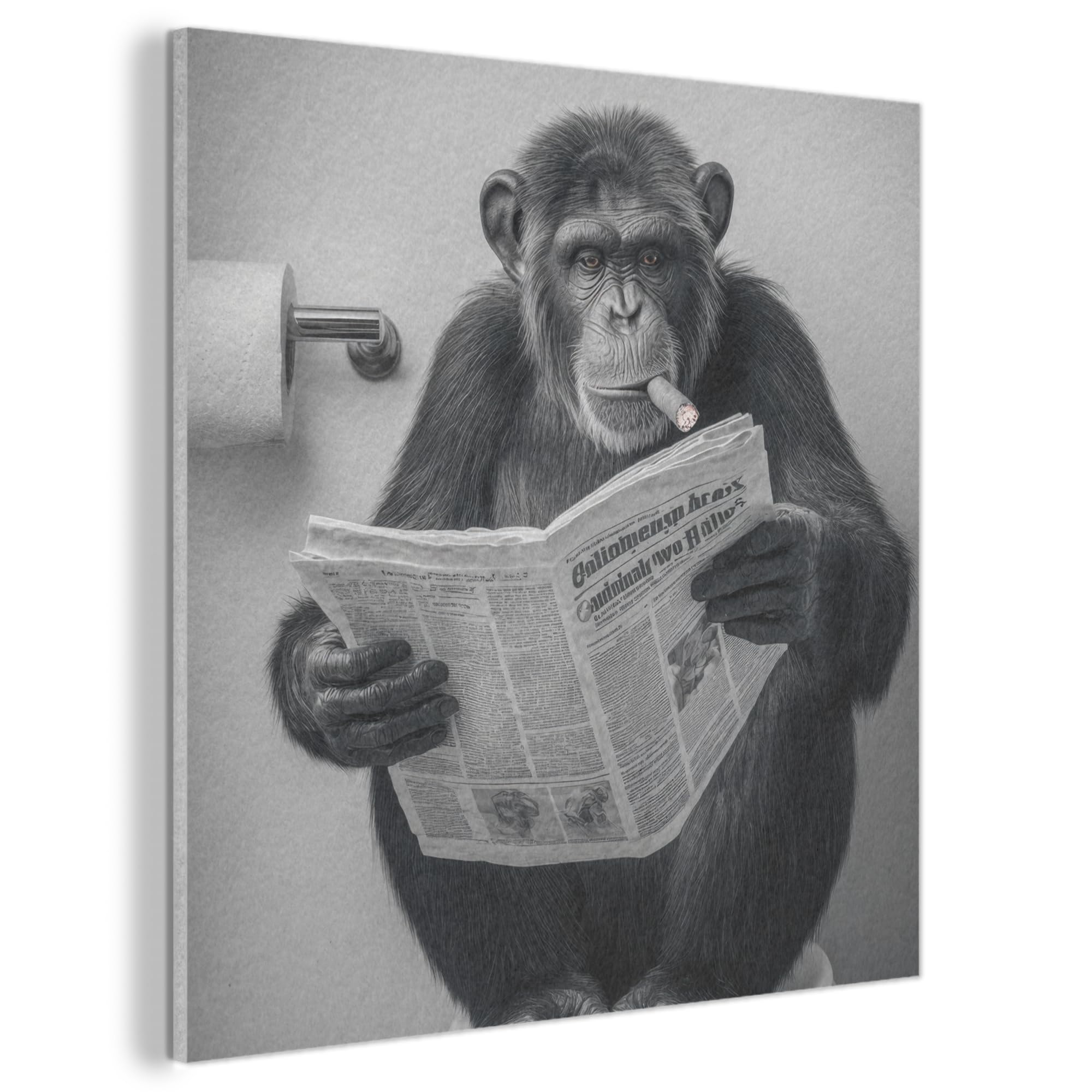 MuchoWow© Felt Panel 60x60 cm Room Style Piece Wallfillers Visual Display Decoration Wall Art Toilet - Chimpanzee - Newspaper - Cigar
